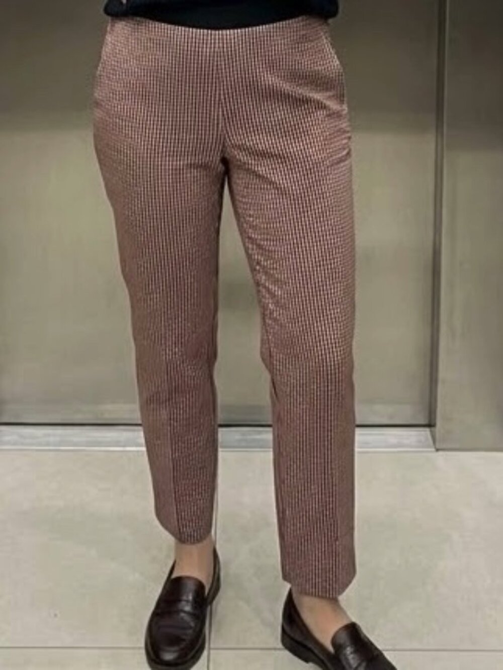 High Rise Brown Plaid Preppy Academia Ankle Pants Trousers Size 2